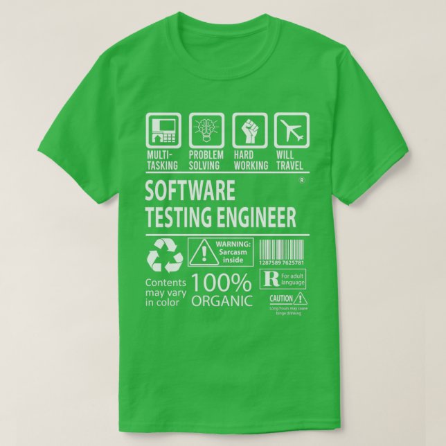 Camiseta El trabajo de multitarea del ingeniero de pruebas  (Diseño del anverso)