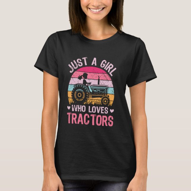Camiseta El Tractor Agrícola Guay Rosa - Sólo Un Chica Que  (Anverso)