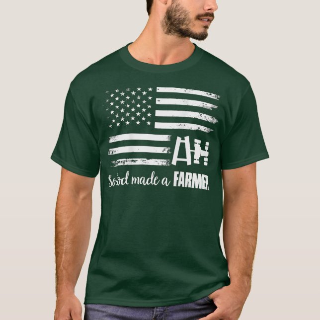 Camiseta El Tractor De Bandera Estadounidense Así Que Dios  (Anverso)