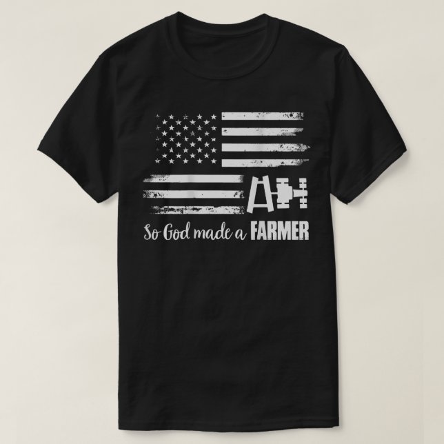 Camiseta El Tractor De Bandera Estadounidense Así Que Dios  (Diseño del anverso)