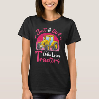 Camiseta El Tractor Vintage Es Sólo Un Chica Que Ama Los Tr