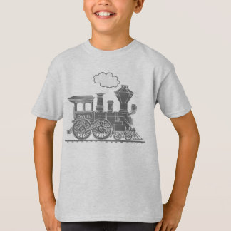 Camiseta El tren gris del loco del vapor "su nombre"
