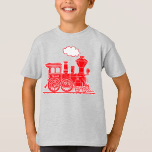 Camiseta El tren rojo del loco del vapor "su nombre"