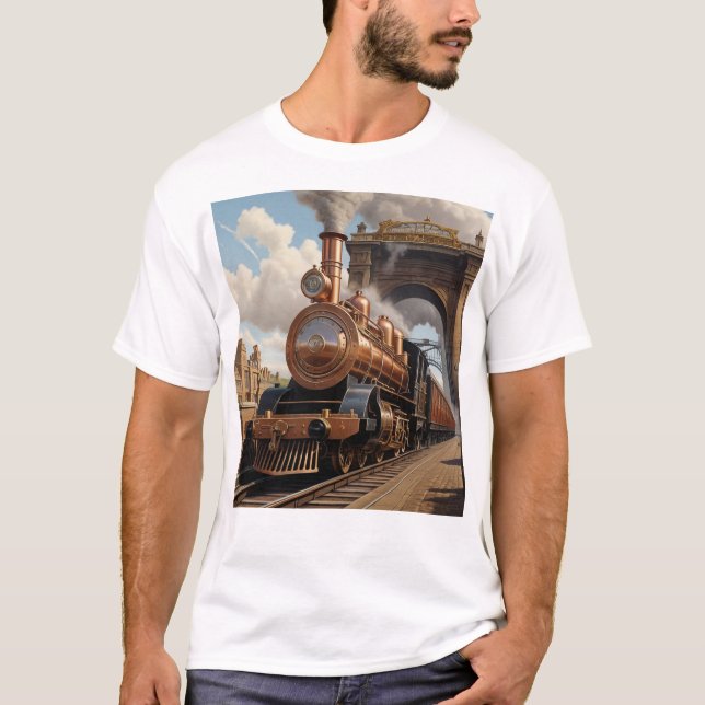 Camiseta El tren Steampunk sale de Londres (Anverso)