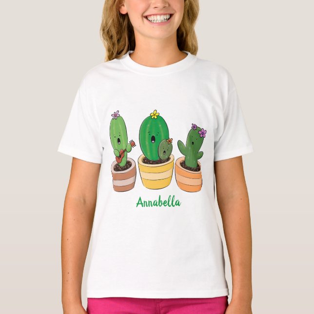 Camiseta El trío de cactus lindo canto ilustracion personal (Anverso)