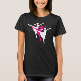 Camiseta El trío de la bailarina siluetea blanco rosado de