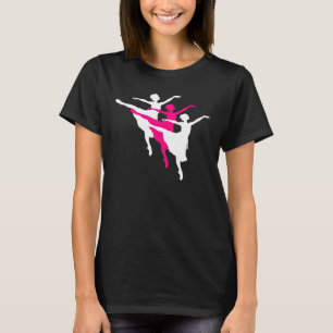 Camiseta El trío de la bailarina siluetea blanco rosado de