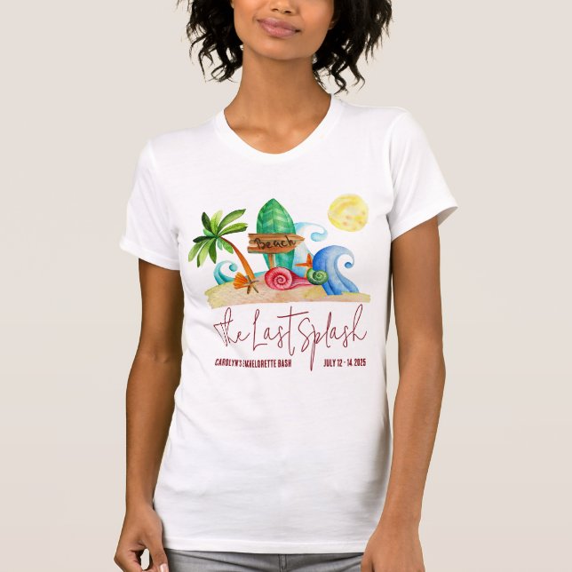 Camiseta El último chapuzón, Playa, Fiesta de soltera con s (Anverso)