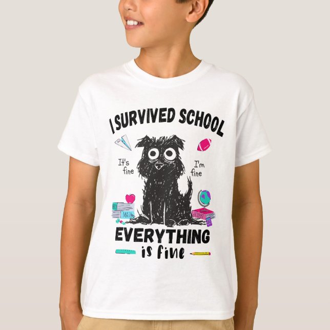 Camiseta El último día de escuela, sobreviví a la escuela (Anverso)