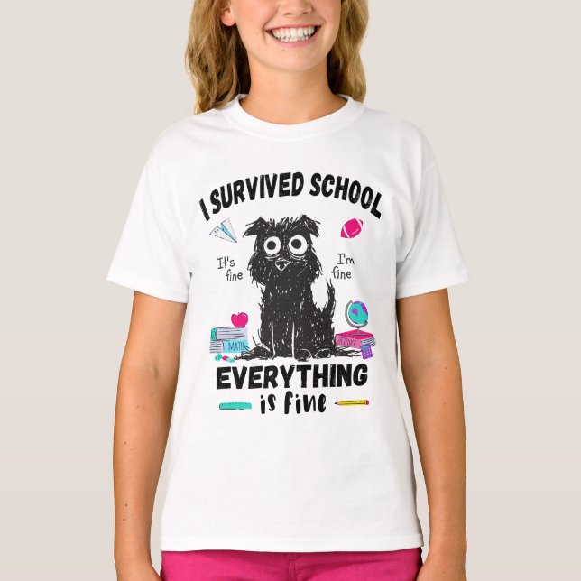 Camiseta El último día de escuela, sobreviví a la escuela (Anverso)