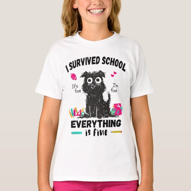 Camiseta El último día de escuela, sobreviví a la escuela (Anverso)