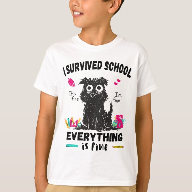 Camiseta El último día de escuela, sobreviví a la escuela (Anverso)