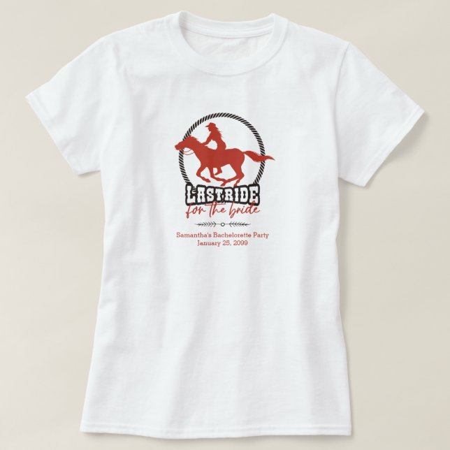 Camiseta El último paseo oxidado rojo para la novia (Diseño del anverso)