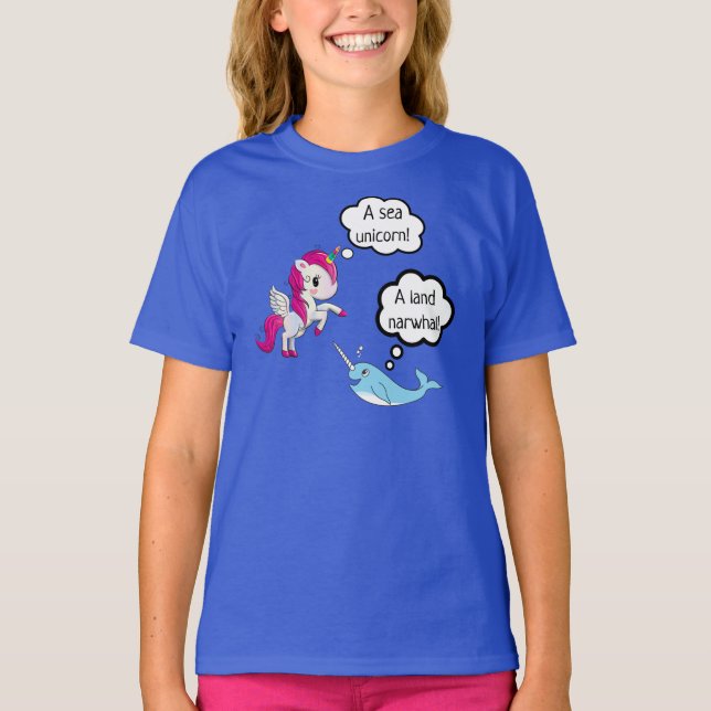 Camiseta El unicornio del mar resuelve la tierra narwhal (Anverso)