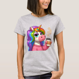 Camiseta El Unicornio Gruñón Necesita Café Cómic