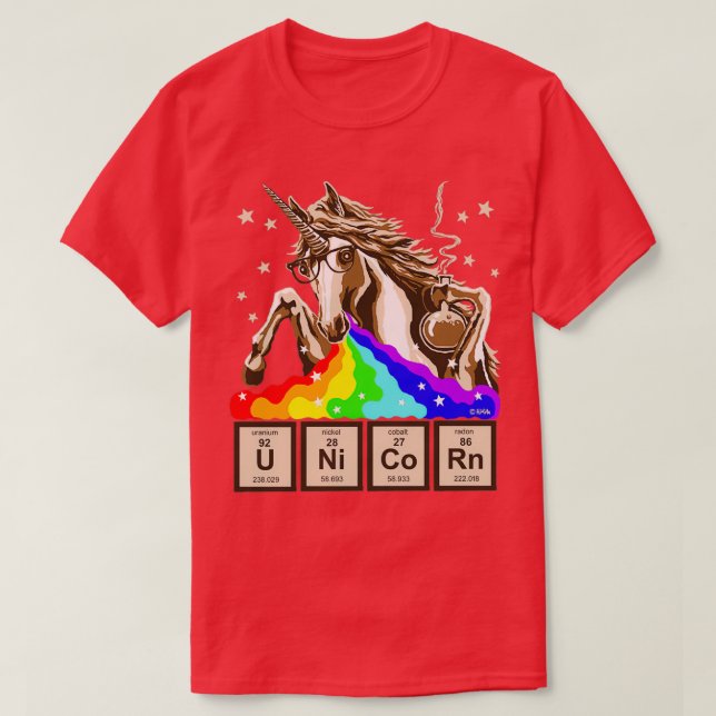 Camiseta El unicornio químico provoca el arco iris (Diseño del anverso)