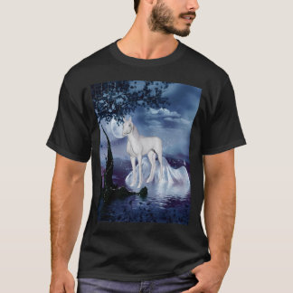 Camiseta El unicornio soña la melena florecida púrpura 1