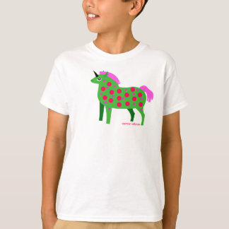 Camiseta El unicornio verde y rosado gordo embroma la