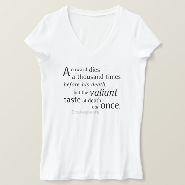 Camiseta El Valiant muere pero una vez Shakespeare (Anverso del diseño)