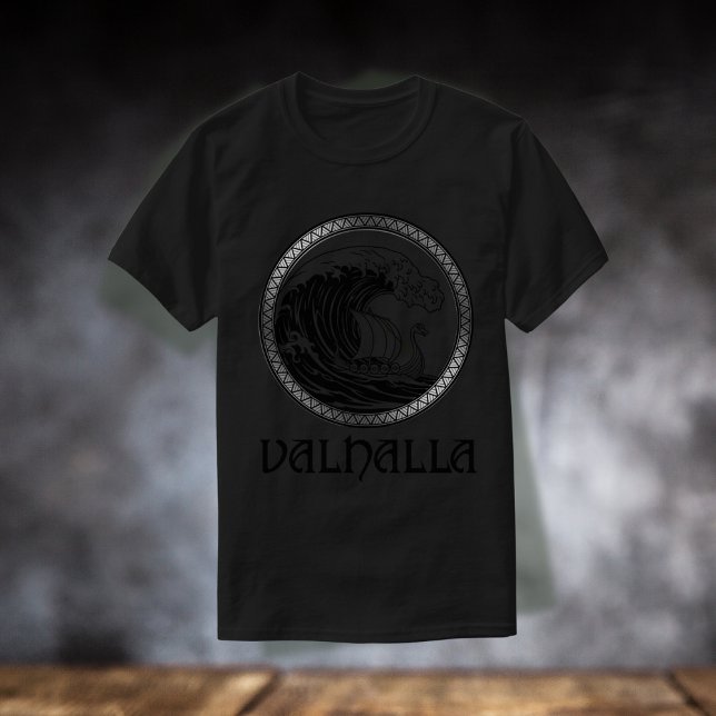 Camiseta El Valor del Vikingo (El Héroe enfrenta las Olas de la vida, diseño Vikingo mitología nórdica)