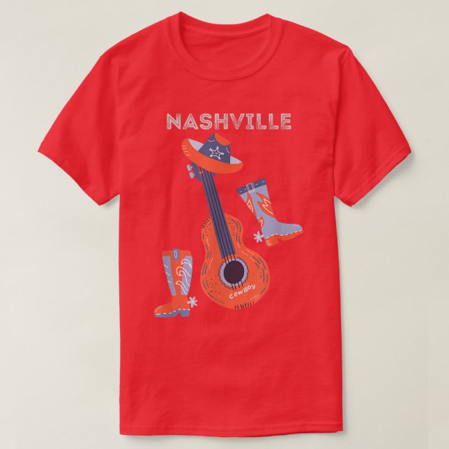 Camiseta El vaquero de Nashville botó al gorra de vaquero y (Diseño del anverso)