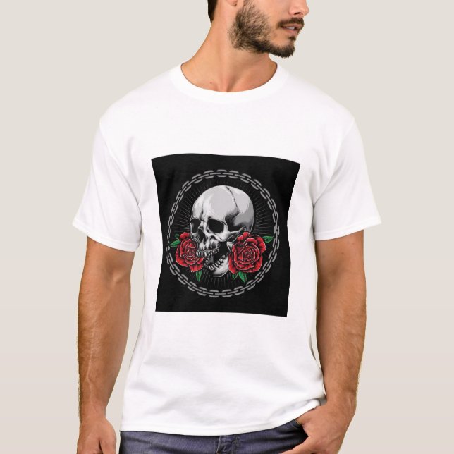 Camiseta El Vector Libre - Calavera Con El Logo De Los Rosa (Anverso)
