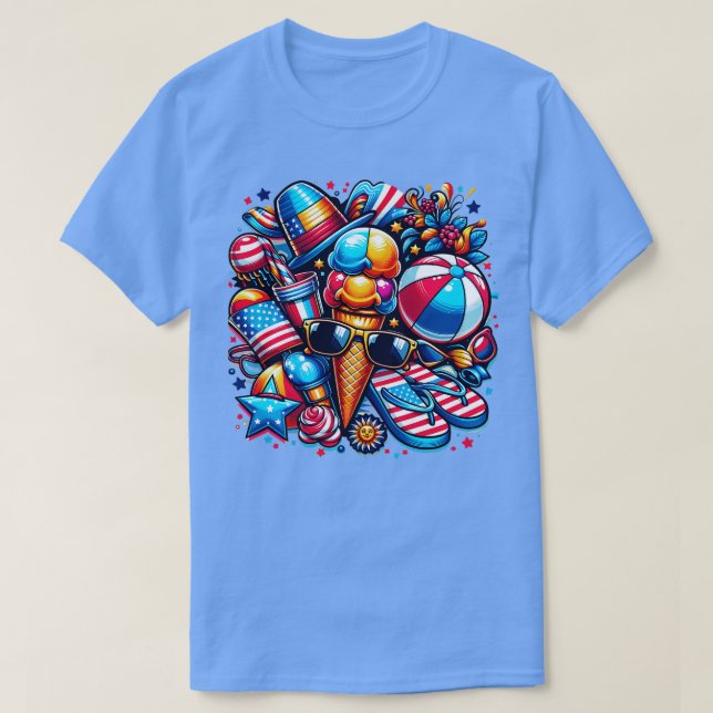 Camiseta El verano americano vibra las celebraciones del 4  (Diseño del anverso)