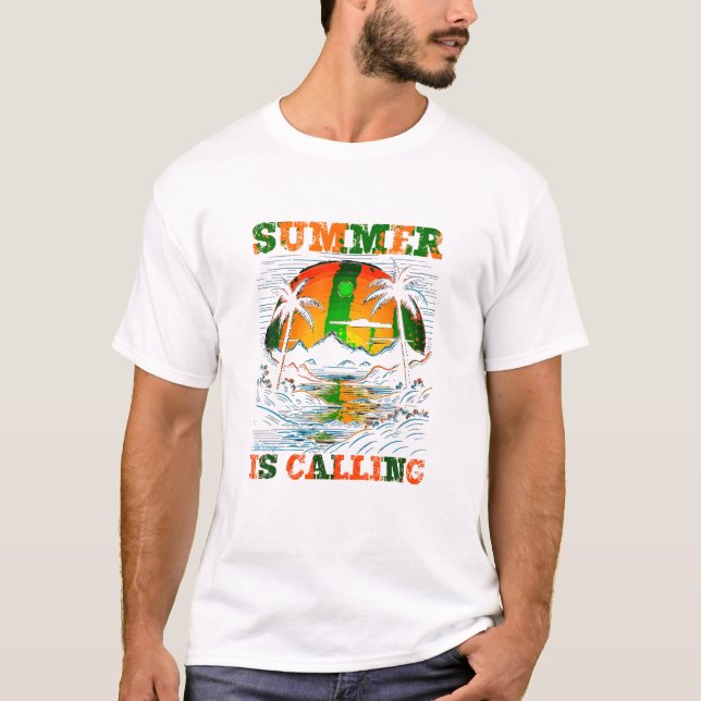 Camiseta El verano llama a la isla Sunset (Anverso)