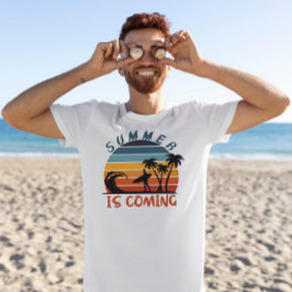 Camiseta El verano se acerca a la palmera de Stripe de los 