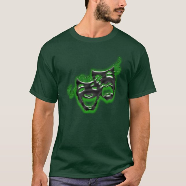 Camiseta El verde de neón grande enmascara la manga larga T (Anverso)