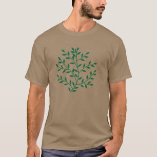 Camiseta El verde deja la decoración verde de la hoja de la