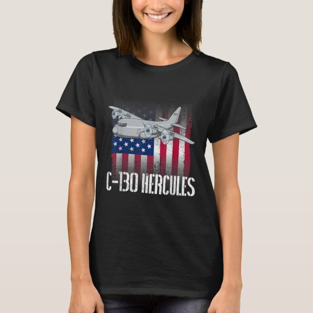 Camiseta El Veterano Salado C-130 Hércules La Bandera Ameri (Anverso)