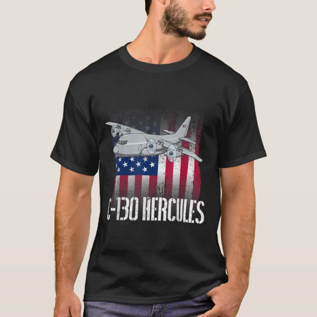 Camiseta El Veterano Salado C-130 Hércules La Bandera Ameri (Anverso)