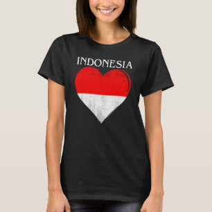 Camiseta El viejo Corazón De Bandera De Indonesia Para Indo