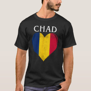 Camiseta El viejo Corazón De La Bandera De Chad Para El Cha