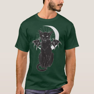 Camiseta El Viejo Gato Negro Aterrador Con Las Alas De La M