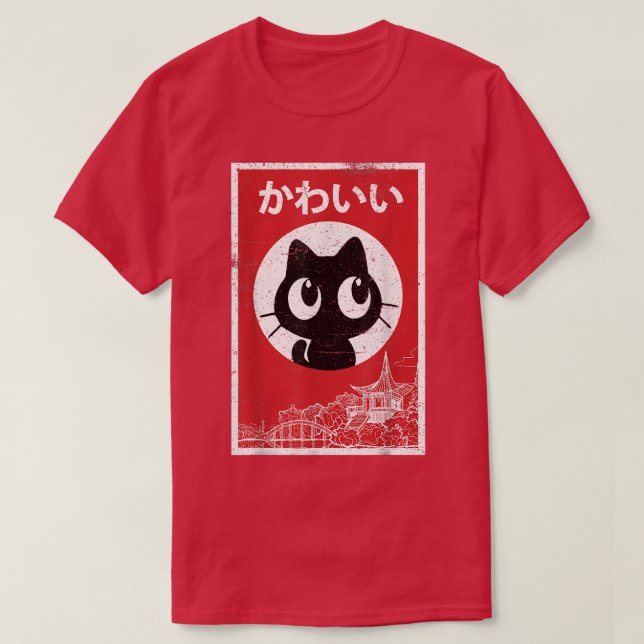Camiseta El viejo gato negro de Kawaii Ramen Lover japonés  (Diseño del anverso)