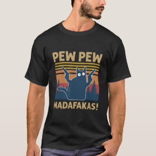 Camiseta ¡El viejo gato negro retro Pew Madafakas!