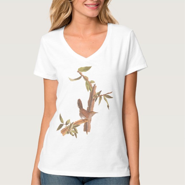 Camiseta El viejo pájaro de la canción Wren de Audubon (Anverso)