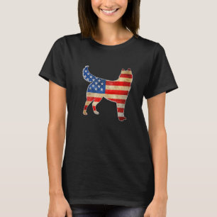 Camiseta El Viejo Perro Husky Siberiano Bandera Estadounide