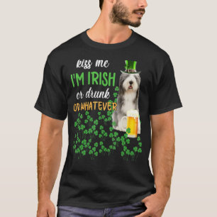 Camiseta El viejo perro pastor inglés me besa, soy irlandés