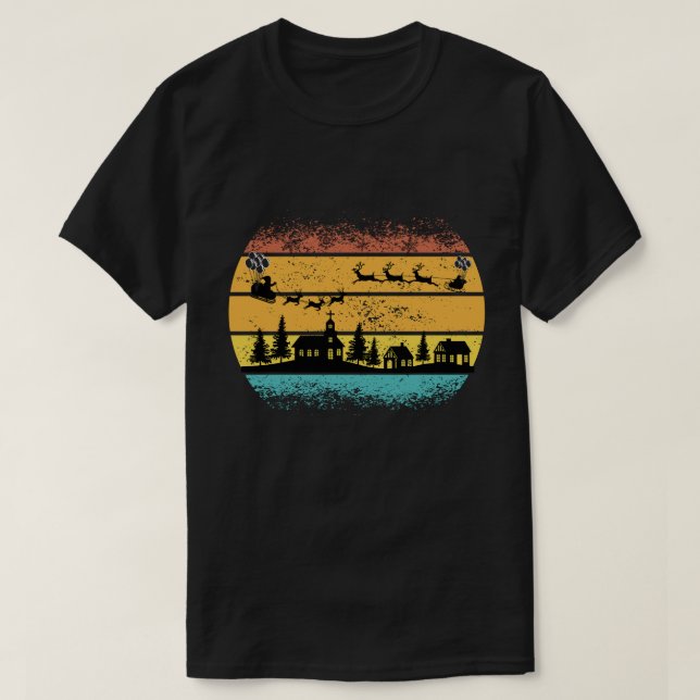 Camiseta El Viejo Santa Claus dando regalos. Feliz Navidad (Diseño del anverso)