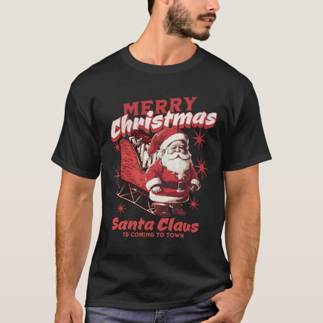 Camiseta El viejo Santa Claus llega a la ciudad (Anverso)