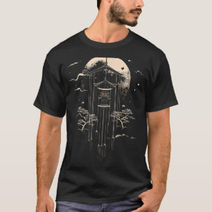 Camiseta El viento de Furin tiñe el arte japonés Monte Fuji