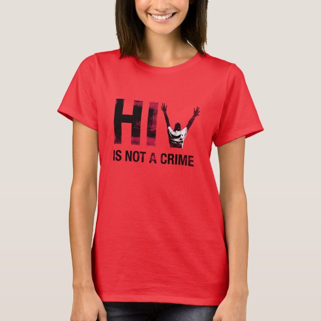 Camiseta El VIH no es un crimen - Arte Rojo Grunge (Anverso)