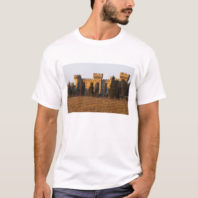 Camiseta El viñedo con las vides del syrah y el castillo (Anverso)