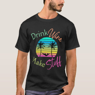Camiseta El Vino De Bebida Sirve Para Atardecer Con Palmera