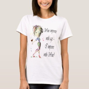 Camiseta El vino mejora con edad, las mujeres chistosas y