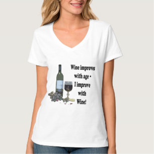Camiseta ¡El vino mejora con edad, yo mejora con el vino!