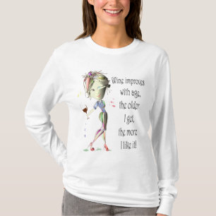 Camiseta El vino mejora con la edad, regalos chistosos del